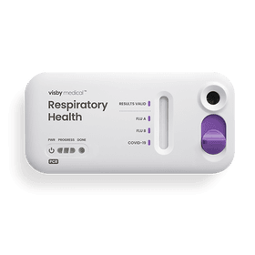 Front of Visby Medical Respiratory Health Test.
