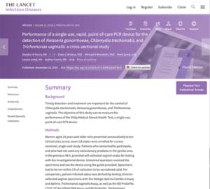 Screenshot of Lancet website